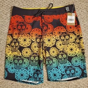 Men's NWT Corona X Reef, Day of the Dead Boardshorts